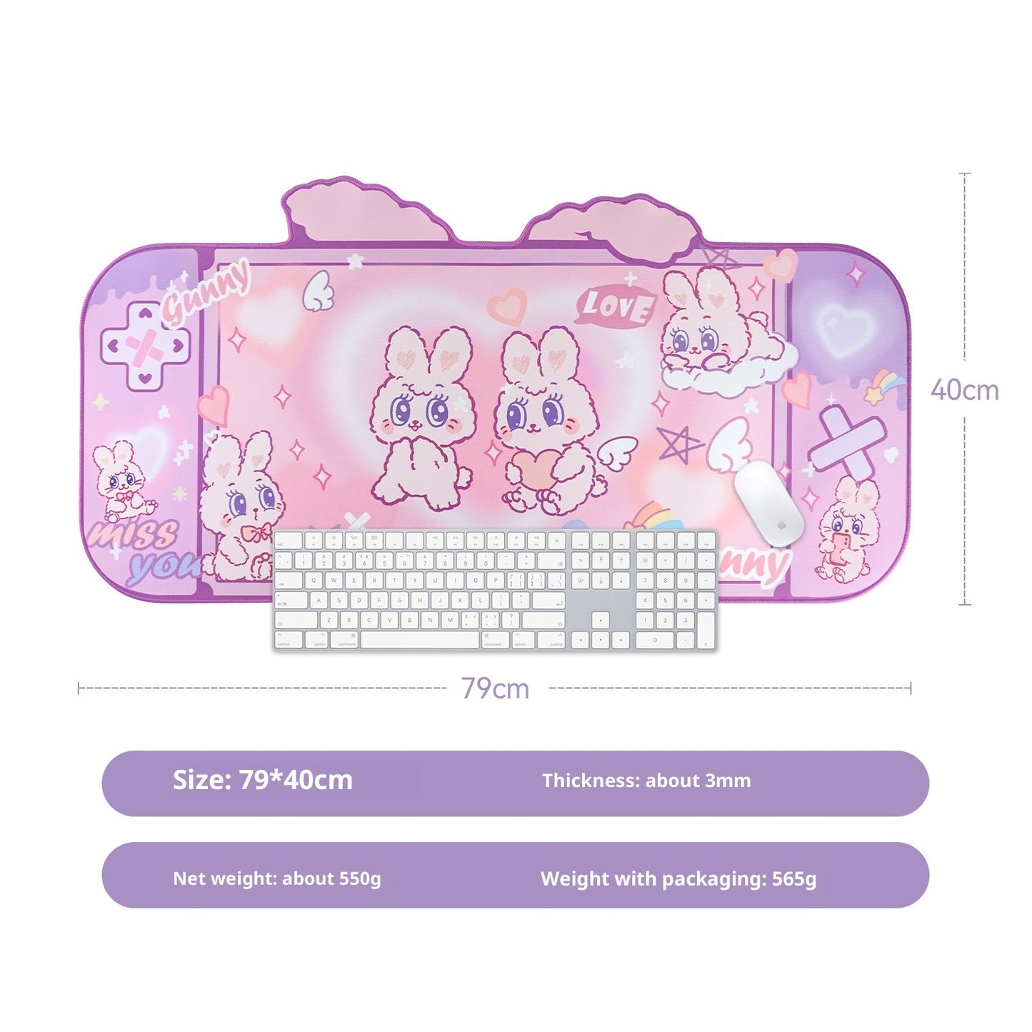 Original Fluffy Rabbit Oversized Muismat – Speciale Vorm | Japans Minimalistisch