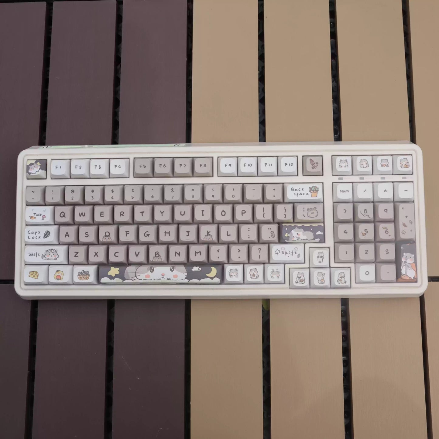 Mouse-themed Keycaps Milky Gray – PBT Keycap Set (132 stuks)