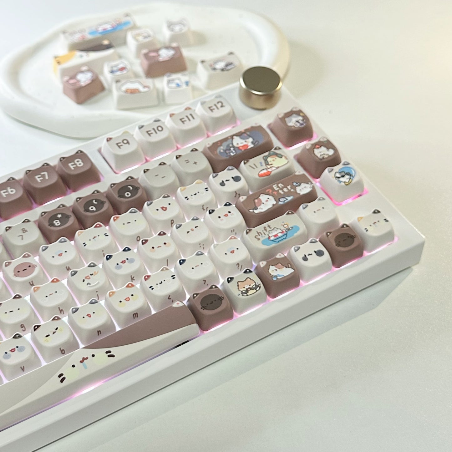 Mocha Cat Coffee keycap set – Cute katten keycaps voor jouw mechanische toetsenbord