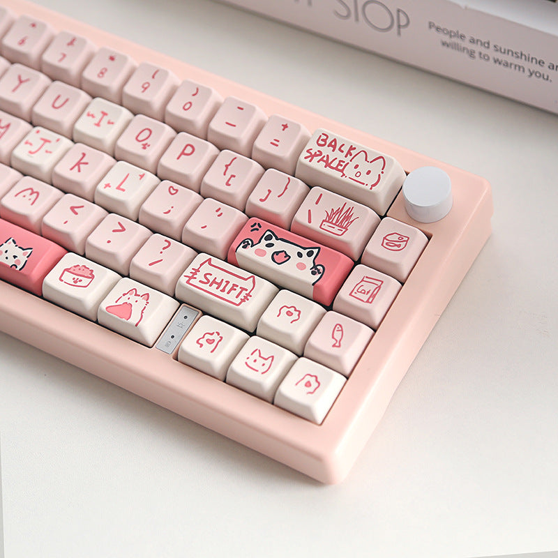 Meow Meow MDA Keycaps – Pink Peering (MDA-profiel, 148-delig)