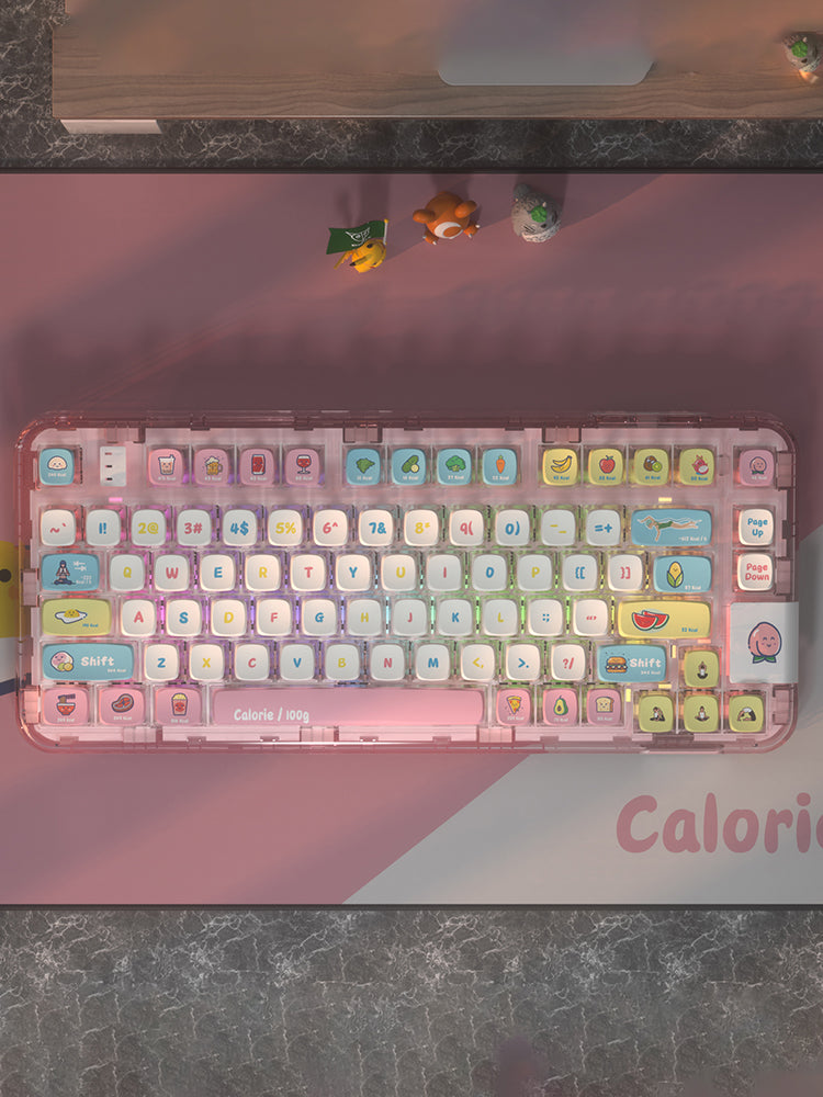 PIIFOX PF-06 Transparante Keycap Set – 117 Toetsen (Calories) met Thermische Sublimatie