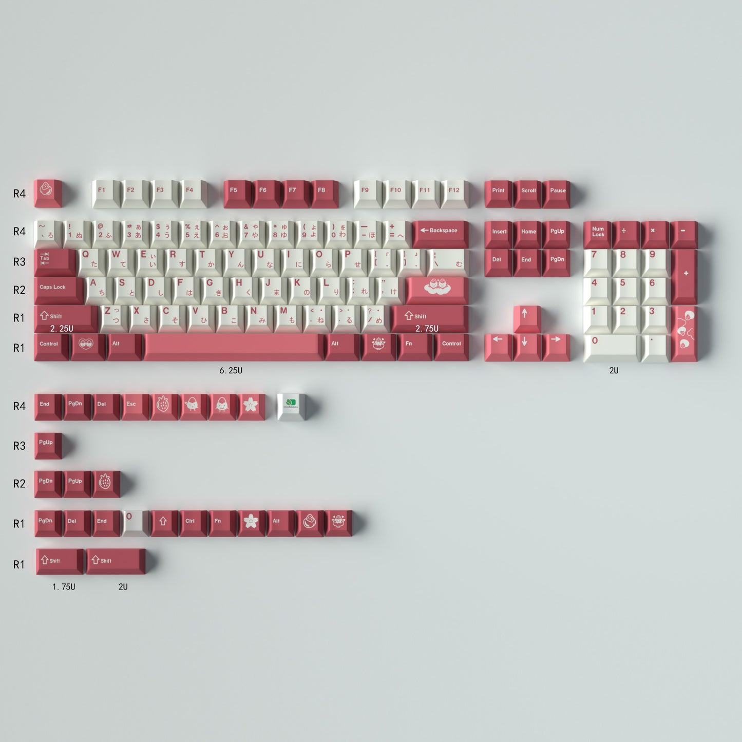 PBT Heat Sublimation Keycaps (Original Height) – Roze | Powcaps