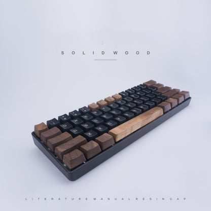 Black Walnut massief houten keycaps – R1–R4, WASD & pijlen