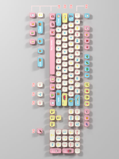 PIIFOX PF-06 Transparante Keycap Set – 117 Toetsen (Calories) met Thermische Sublimatie