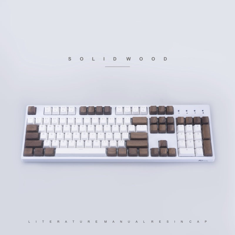 Black Walnut massief houten keycaps – R1–R4, WASD & pijlen