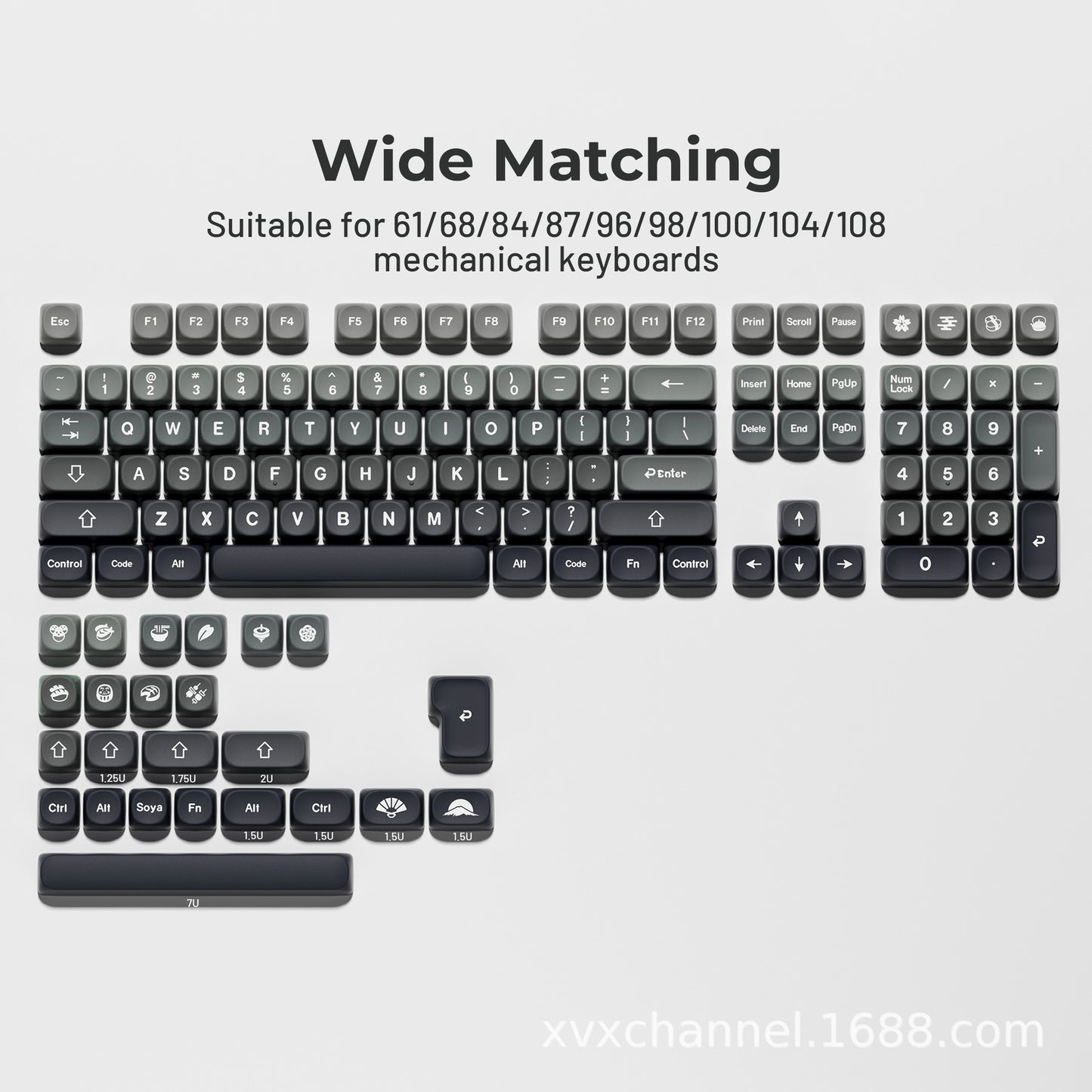 Groen Gradiënt Gesublimeerde Ronde Keycaps (BPT) – Universeel voor Mechanische Toetsenborden