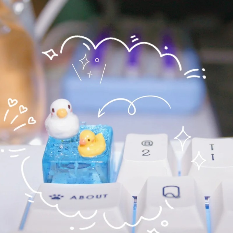 Swimming Duck Together – Handgemaakte 1u Keycap (Epoxy Clay)