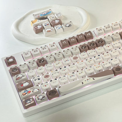 Mocha Cat Coffee keycap set – Cute katten keycaps voor jouw mechanische toetsenbord