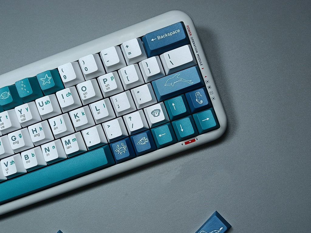 Azure Ocean Theme – PBT Sublimation Keycaps (133 toetsen)