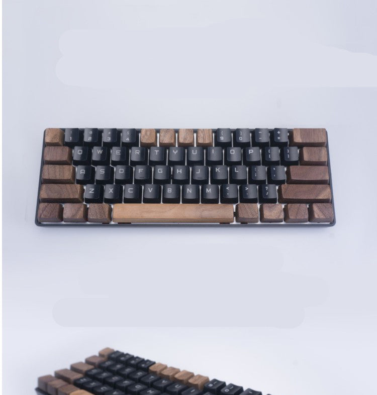 Black Walnut massief houten keycaps – R1–R4, WASD & pijlen