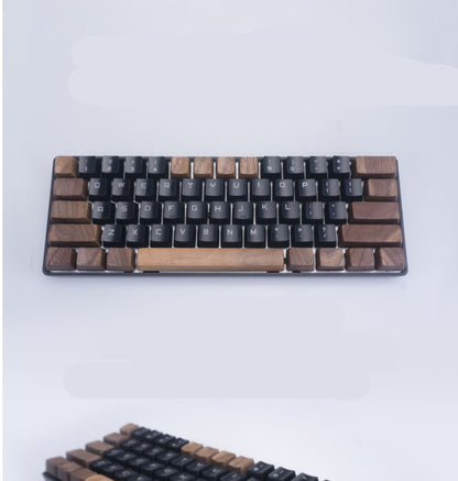 Black Walnut massief houten keycaps – R1–R4, WASD & pijlen
