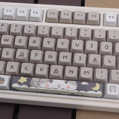 Mouse-themed Keycaps Milky Gray – PBT Keycap Set (132 stuks)