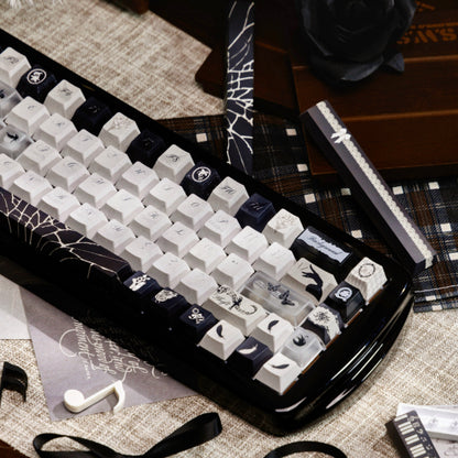 Black White & Gray Gothic Keycaps met Magnetische Case