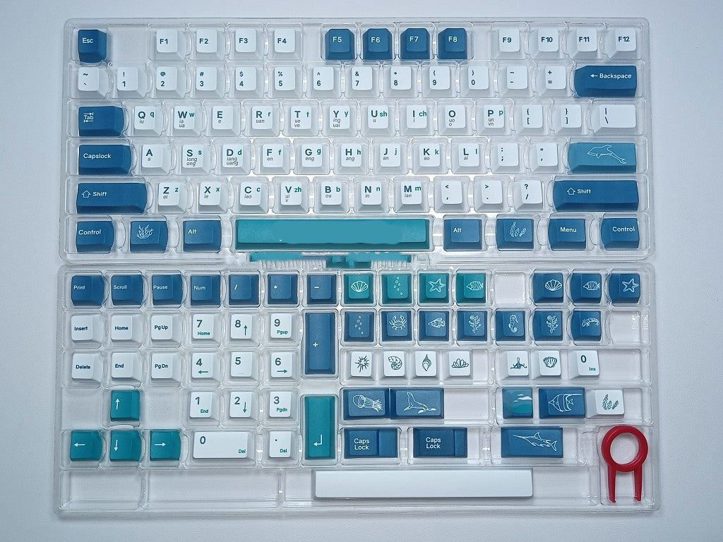 Azure Ocean Theme – PBT Sublimation Keycaps (133 toetsen)
