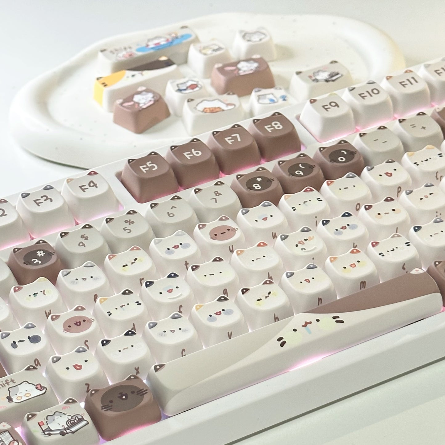 Mocha Cat Coffee keycap set – Cute katten keycaps voor jouw mechanische toetsenbord