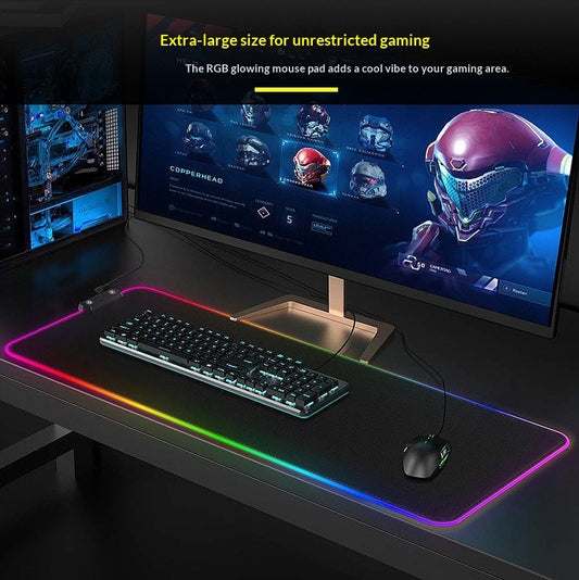 Powcaps Luminous Gaming Pad – Zwarte RGB Muismat 800×300 (Antislip, Duurzaam & Stil)