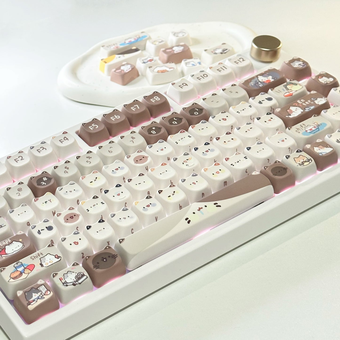 Mocha Cat Coffee keycap set – Cute katten keycaps voor jouw mechanische toetsenbord