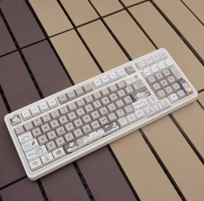 Mouse-themed Keycaps Milky Gray – PBT Keycap Set (132 stuks)