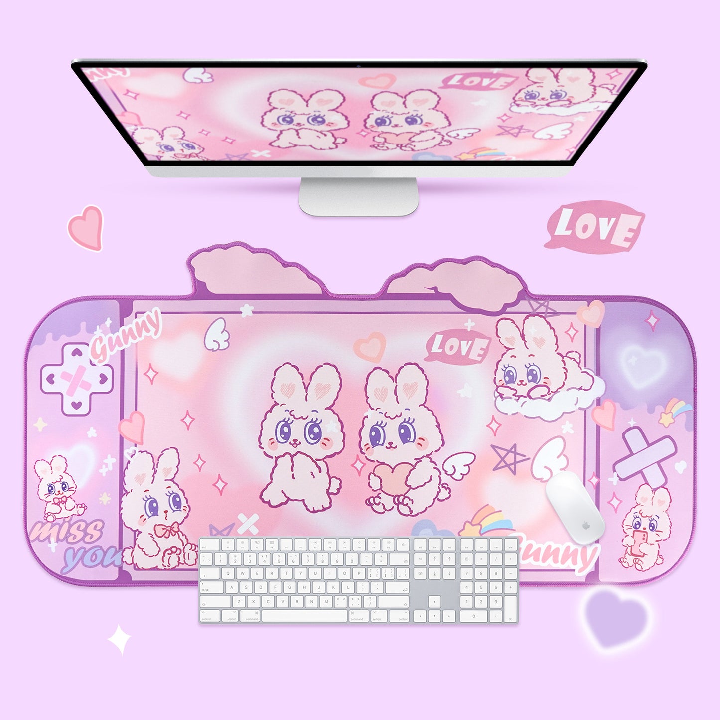 Original Fluffy Rabbit Oversized Muismat – Speciale Vorm | Japans Minimalistisch