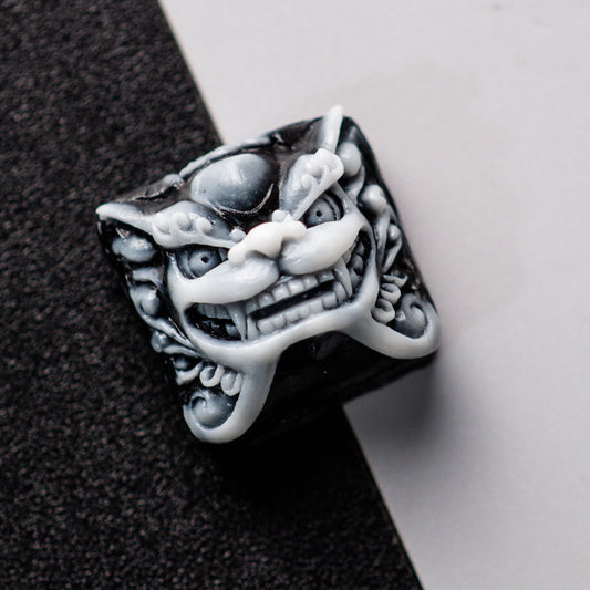 Gepersonaliseerde Resin Stone Shishi-Leeuw Keycap – White Wine Red