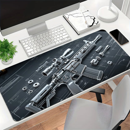 Zwarte One‑Piece Anti‑Slip Desk Mat (Natural Rubber) – Powcaps