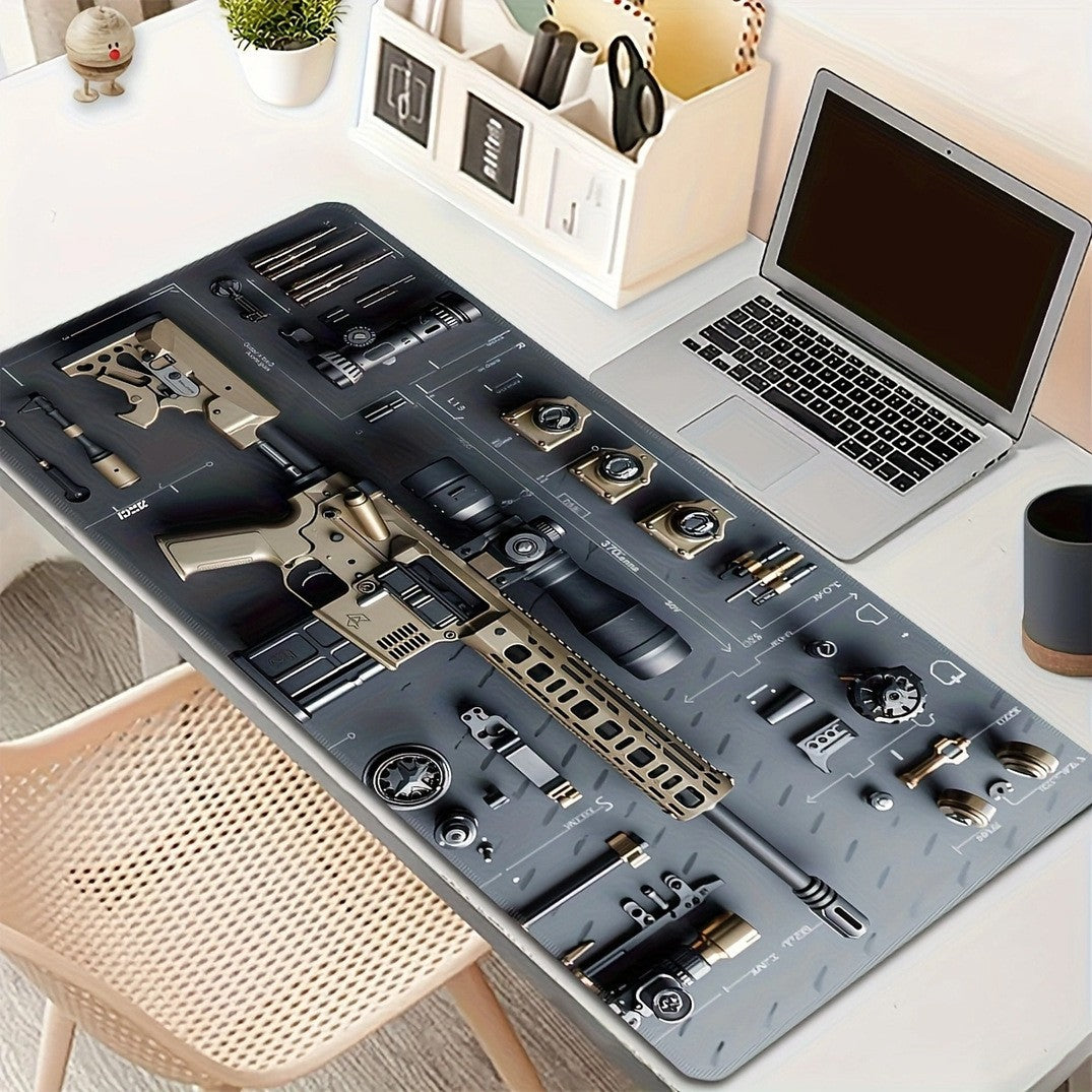 Zwarte One‑Piece Anti‑Slip Desk Mat (Natural Rubber) – Powcaps