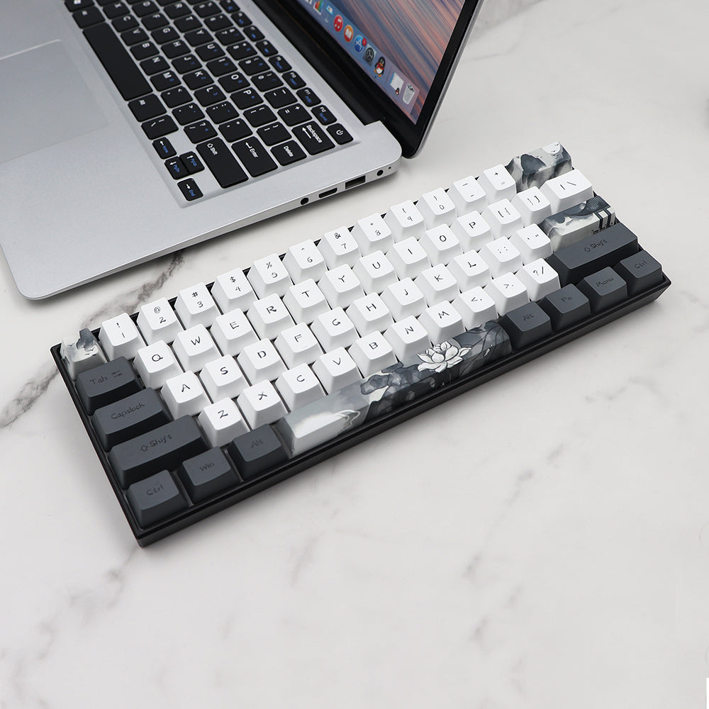 Ink & Lotus PBT Keycaps – Stijlvol en Minimalistisch (140 stuks)