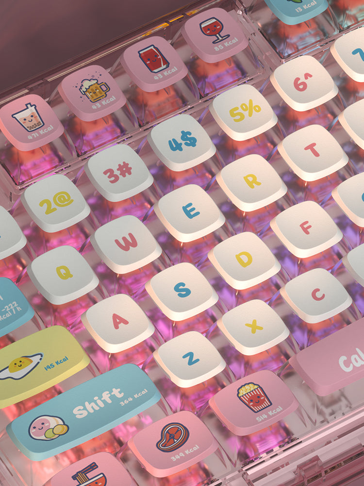 PIIFOX PF-06 Transparante Keycap Set – 117 Toetsen (Calories) met Thermische Sublimatie