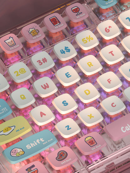 PIIFOX PF-06 Transparante Keycap Set – 117 Toetsen (Calories) met Thermische Sublimatie