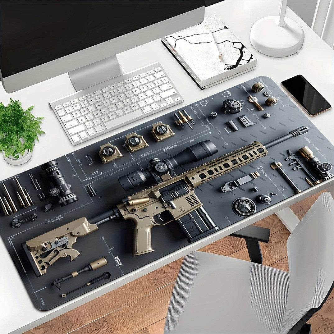 Zwarte One‑Piece Anti‑Slip Desk Mat (Natural Rubber) – Powcaps