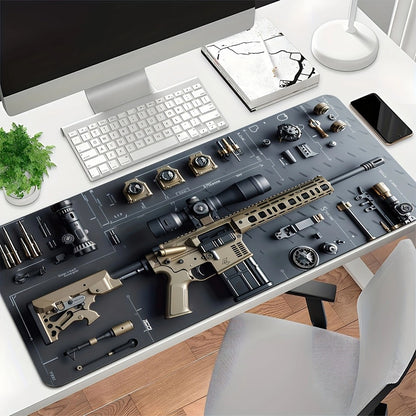 Zwarte One‑Piece Anti‑Slip Desk Mat (Natural Rubber) – Powcaps