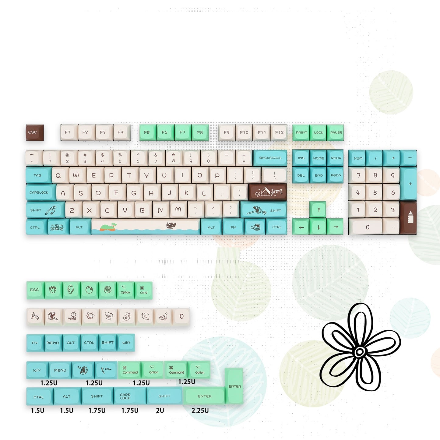 QX Height PBT Dye‑Sublimation Keycaps – Animal Forest (141-delig)