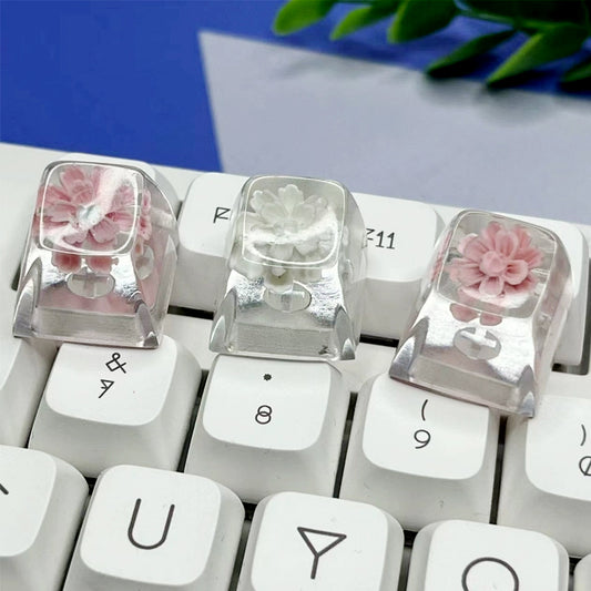 Handgemaakte Small Sunflower Keycap – transparant resin
