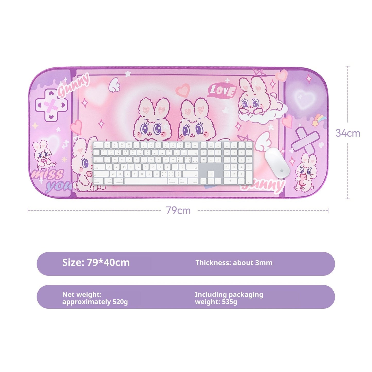 Original Fluffy Rabbit Oversized Muismat – Speciale Vorm | Japans Minimalistisch