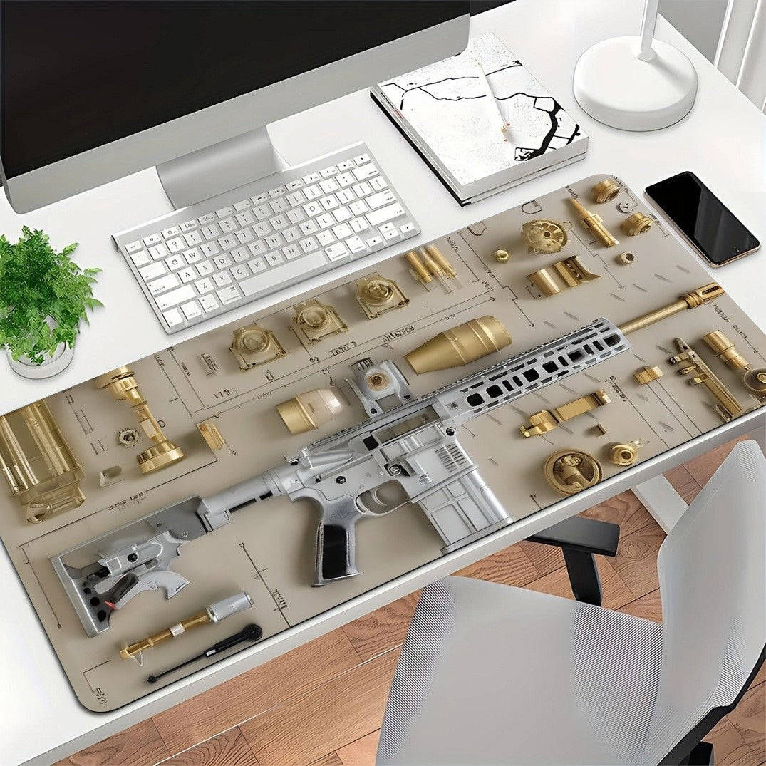 Zwarte One‑Piece Anti‑Slip Desk Mat (Natural Rubber) – Powcaps