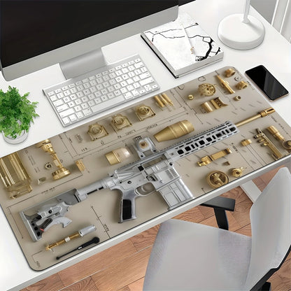 Zwarte One‑Piece Anti‑Slip Desk Mat (Natural Rubber) – Powcaps