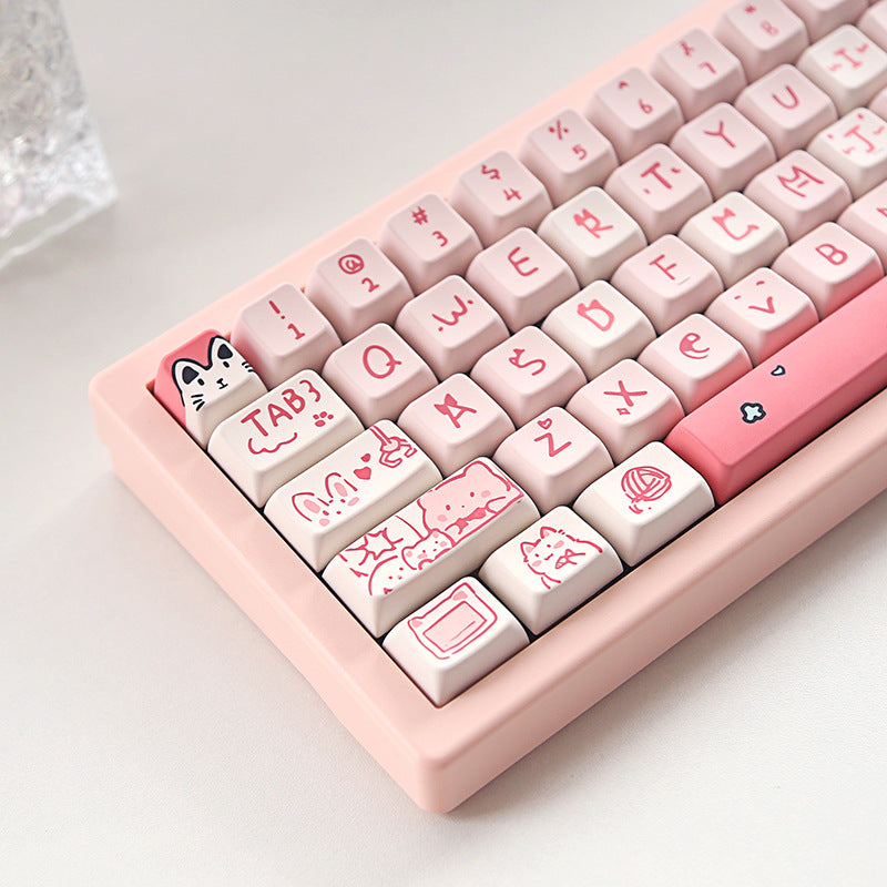 Meow Meow MDA Keycaps – Pink Peering (MDA-profiel, 148-delig)
