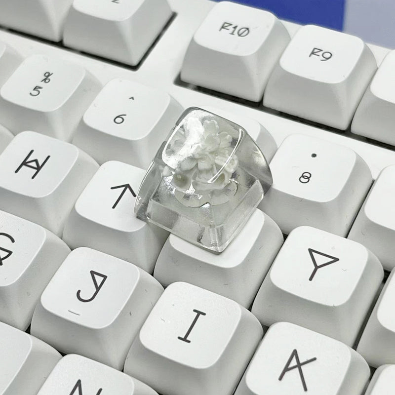 Handgemaakte Small Sunflower Keycap – transparant resin