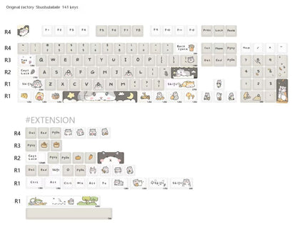 Custard Cute Keycaps – Schattige set voor 68/75/98/100 lay-outs
